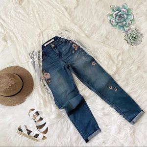Floral Embroidered Blue Jeans